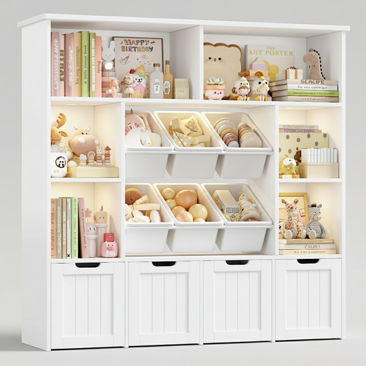 Meuble à jouets avec boites de rangement pour enfants SOLVEIG